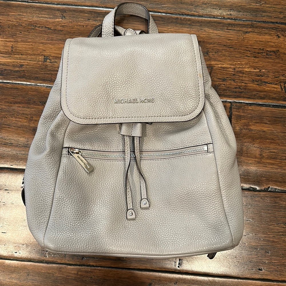 Michael Kors Gray Leather Backpack